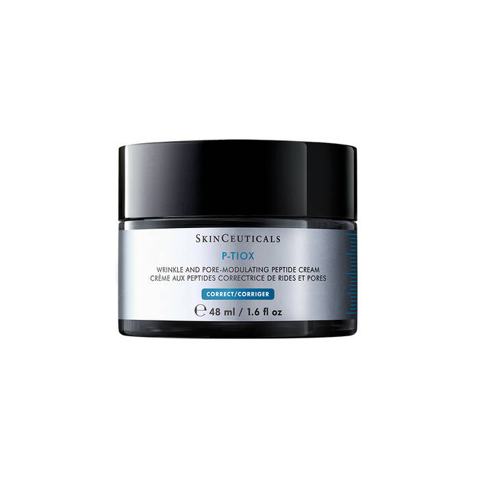 SkinCeuticals P-TIOX cream jar on a white background.