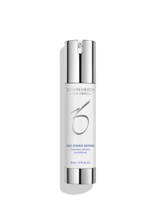 ZO Skin Health Daily Power Defense serum bottle on a white background.