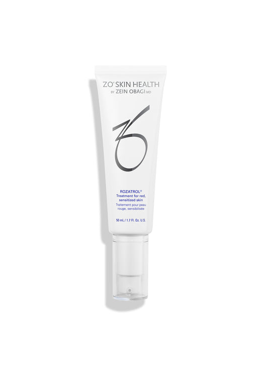 A white squeeze tube of ZO Skin Health by Zein Obagi Biozatron Treatment for Sensitive Skin, featuring a clear cap, set against a clean white background with a soft shadow.